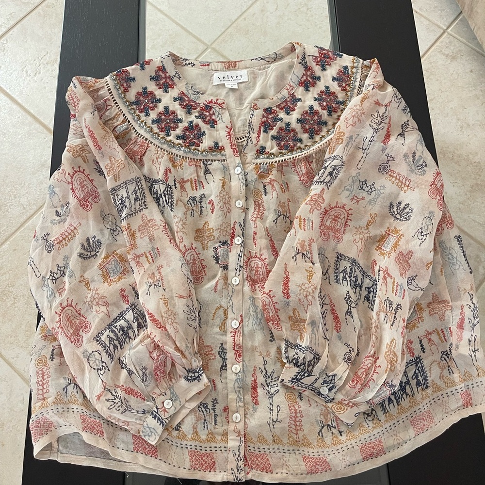 Velvet Embroidered Blouse